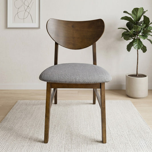Ashley Decor| Home Design Easton Dining Chair (Set of 4), Curved-back design, Comfortable Gray Linen Upholstered Seat