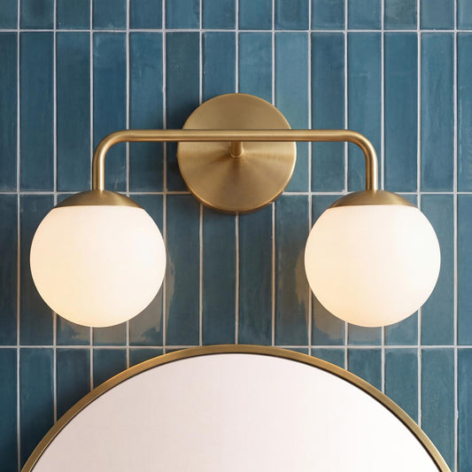 Castell 2 Globe Vanity 16", Aged Brass