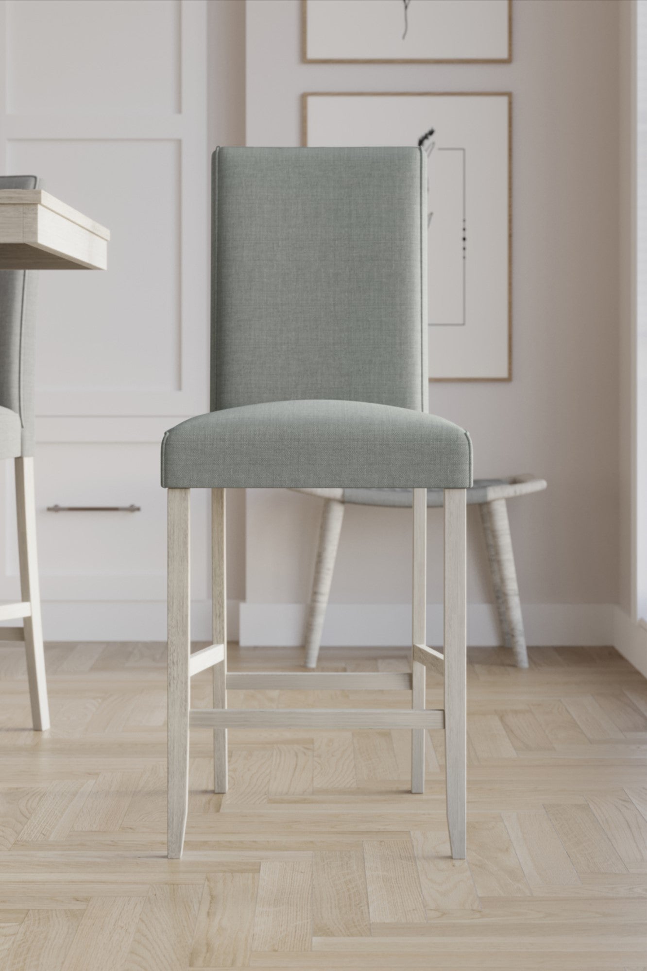 Ashley Decor| Macon Counter Height Dining Chair (Set of 4), Upholstered cushioned seat and back, Sturdy frame, Easy assembly, Gray/Antique Gray