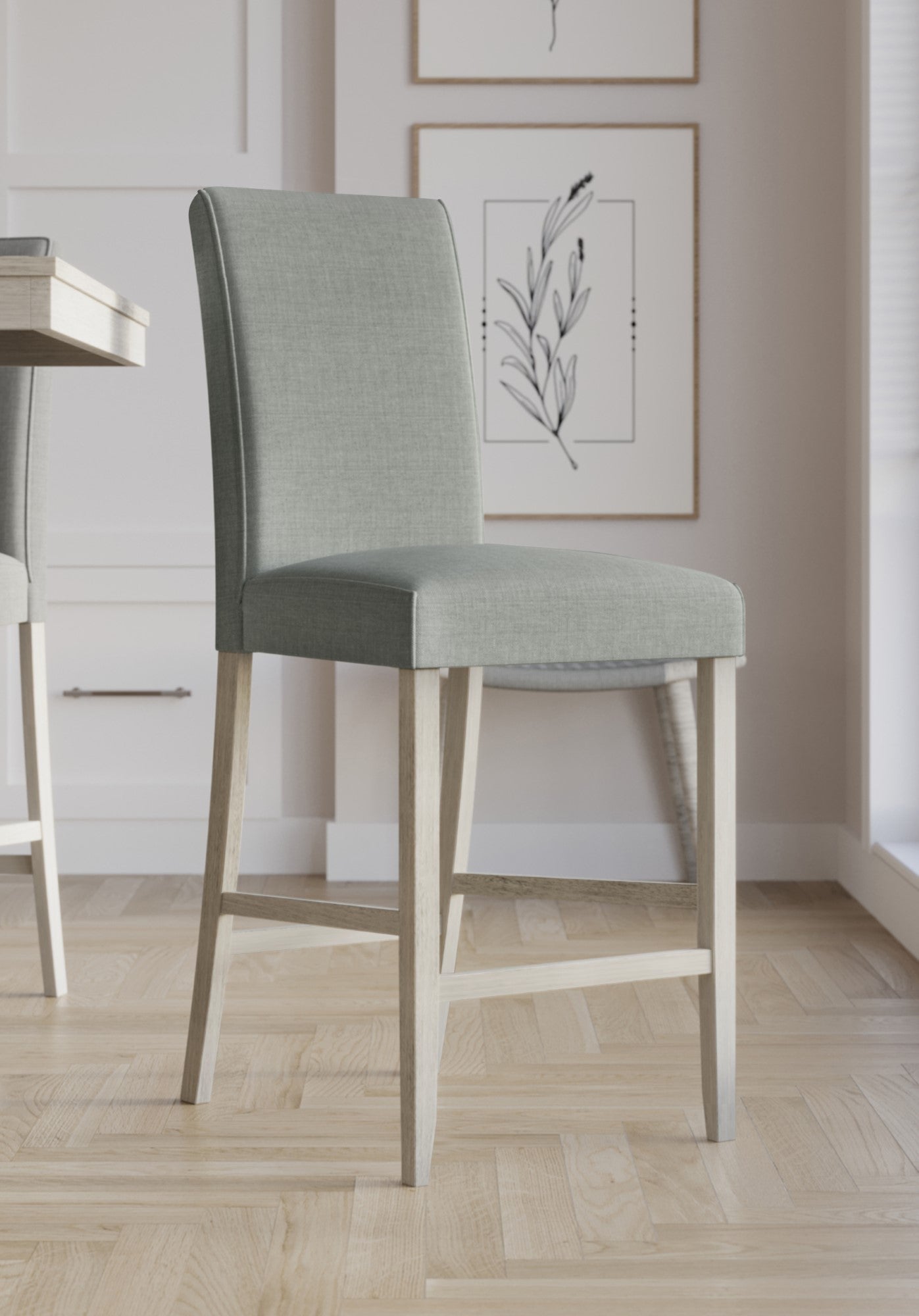 Ashley Decor| Macon Counter Height Dining Chair (Set of 4), Upholstered cushioned seat and back, Sturdy frame, Easy assembly, Gray/Antique Gray