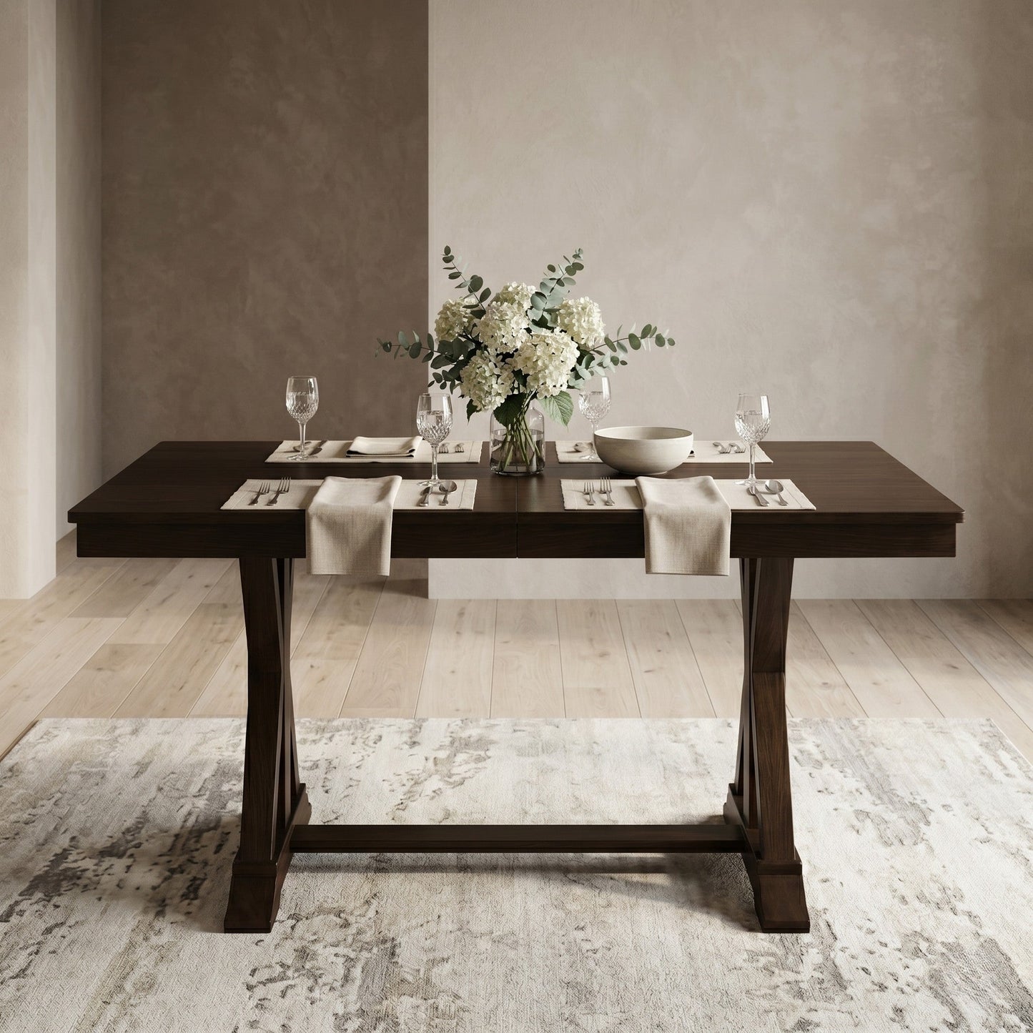 Ashley Decor| Home Design Talon Rectangular Dining Table with Trestle Base, Solid Wood Construction, Traditional Style