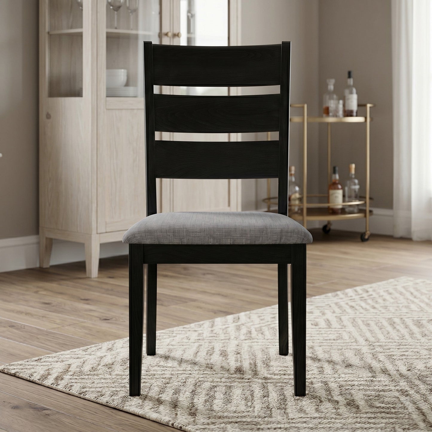 Ashley Decor| Home Design Talon Dining Chair (Set of 6), Ladder-back design, Padded seat, Comfortable seating, Sturdy frame, Traditional style, Durable construction
