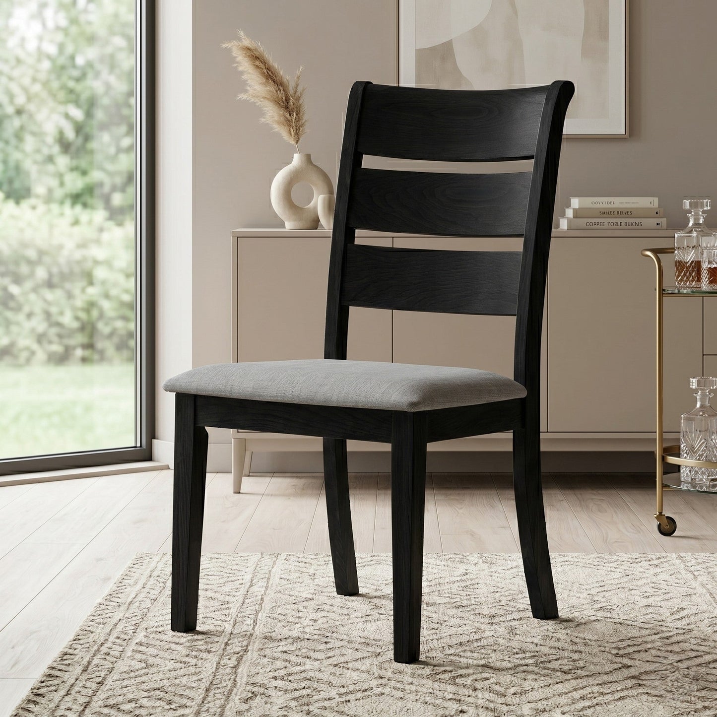 Ashley Decor| Home Design Talon Dining Chair (Set of 6), Ladder-back design, Padded seat, Comfortable seating, Sturdy frame, Traditional style, Durable construction