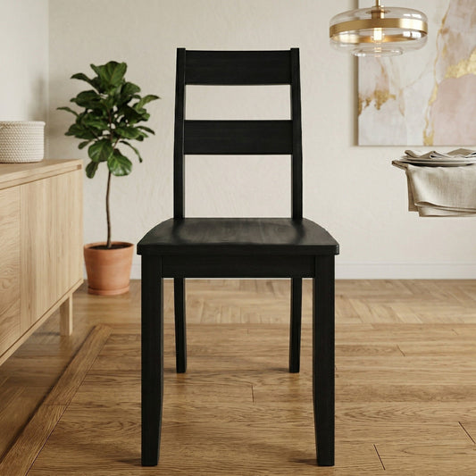 Ashley Decor| Home Design Nome 4-Piece Dining Chair Set, Wooden Ladder Back Side Chairs, Black