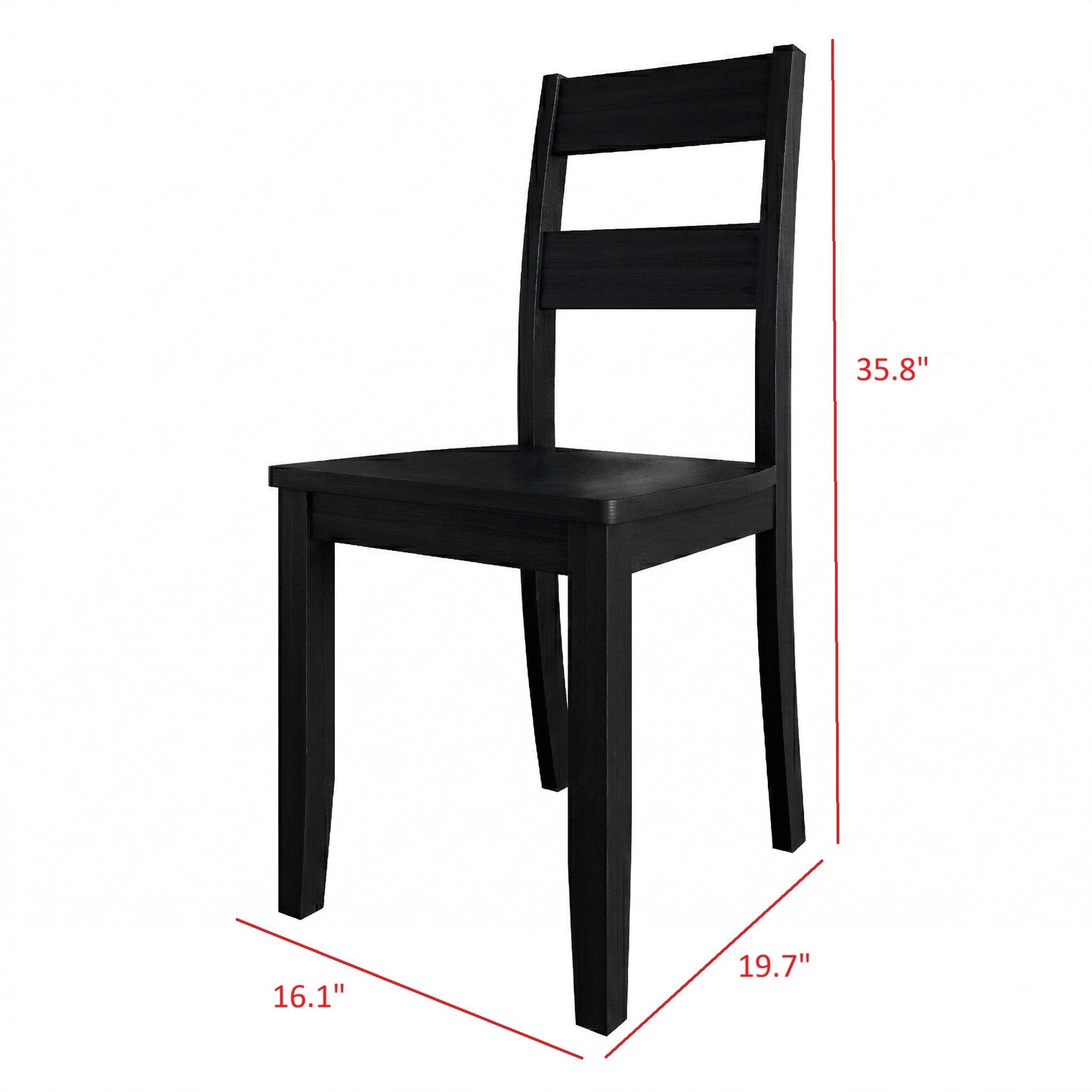 Ashley Decor| Home Design Nome 4-Piece Dining Chair Set, Wooden Ladder Back Side Chairs, Black