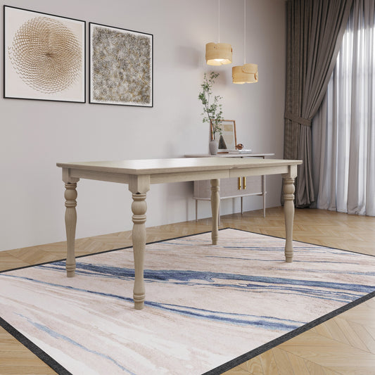 Ashley Decor| Mayfield Dining Table, Antique Gray, Rectangular top, Middle-divided design, Turned legs, Durable wood construction, Rustic-traditional style, Elegant and sturdy