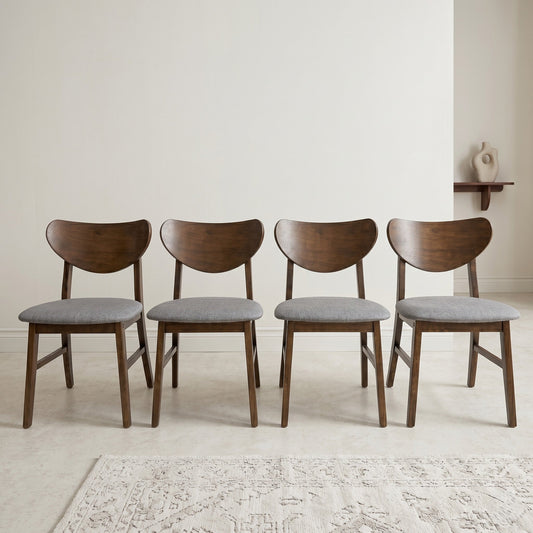 Ashley Decor| Home Design Easton Dining Chair (Set of 4), Curved-back design, Comfortable Gray Linen Upholstered Seat