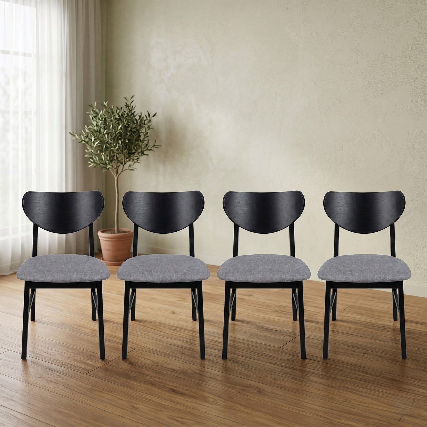Ashley Decor| Home Design Easton Dining Set (Set of 6), Rectangular Table, Upholstered Chairs and Bench, Comfortable Gray Linen Upholstered Seat