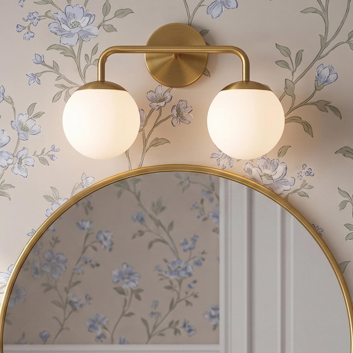 Castell 2 Globe Vanity 16", Aged Brass