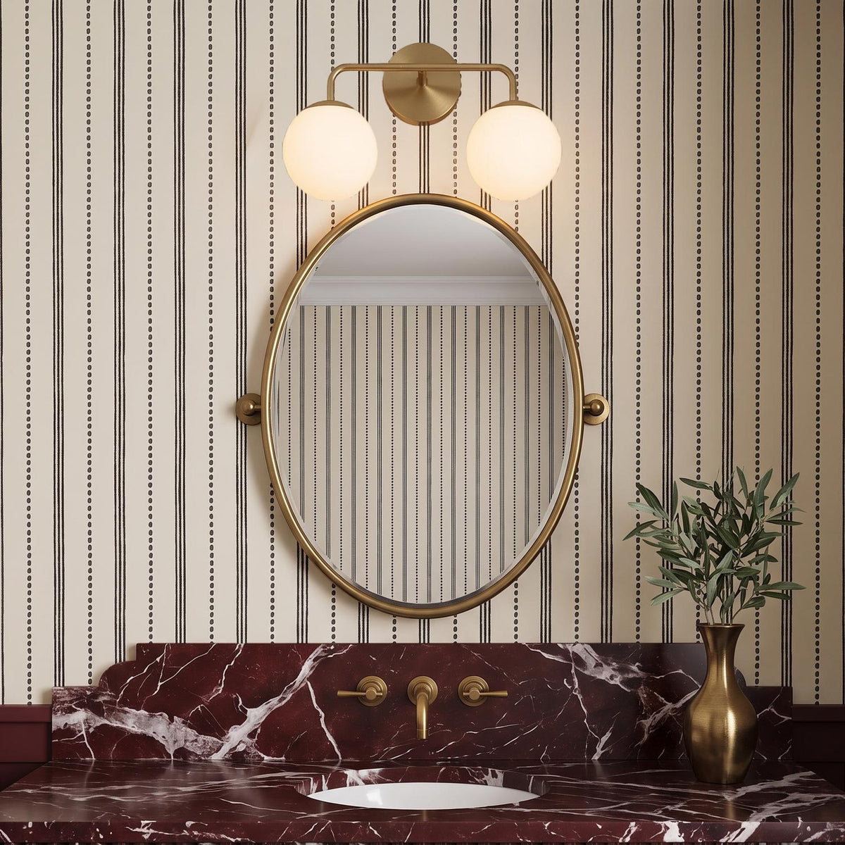 Castell 2 Globe Vanity 16", Aged Brass
