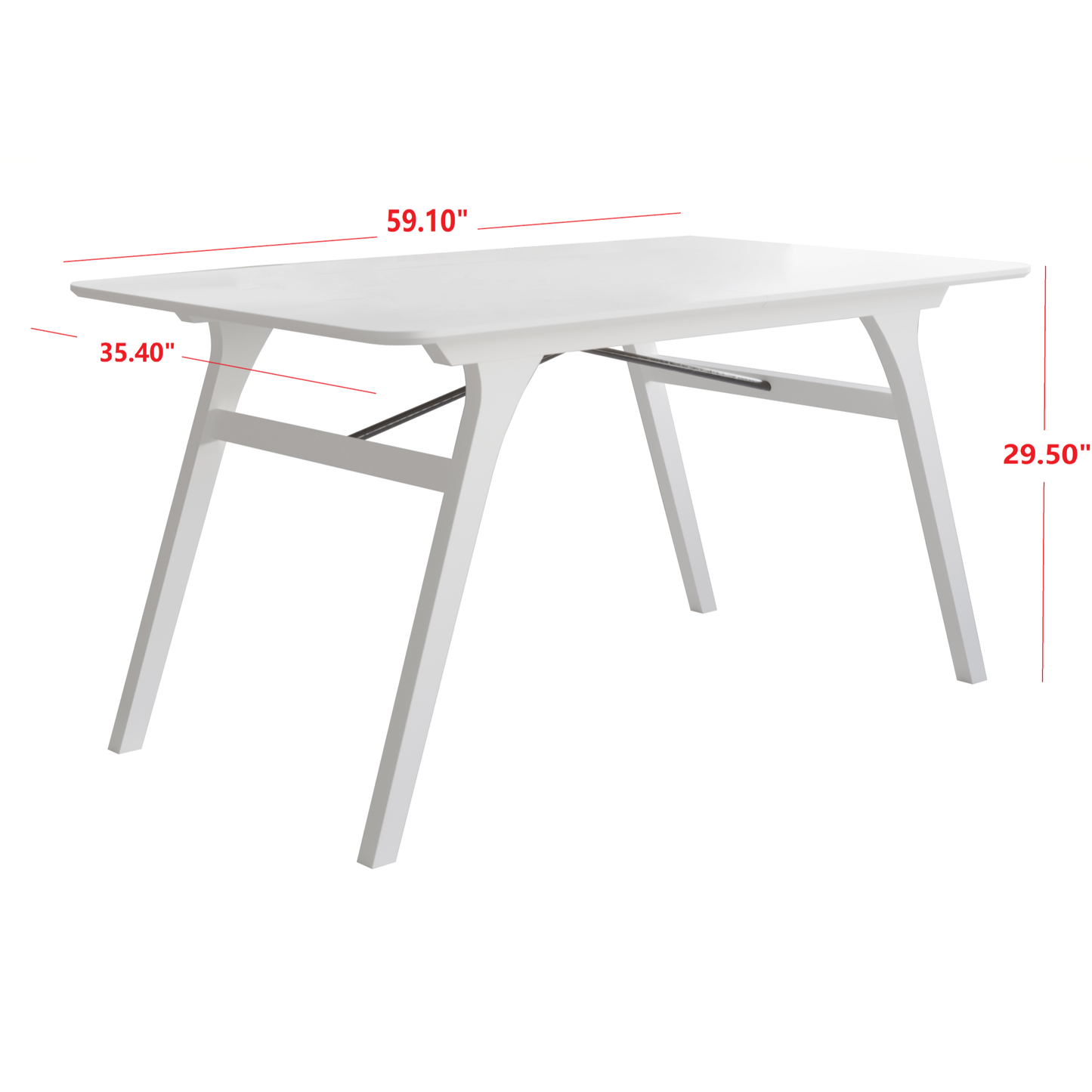 Ashley Decor| Home Design Mitchell Modern Rectangular Dining Table with Clean Lines, Angled Legs, and Cross-Support Construction