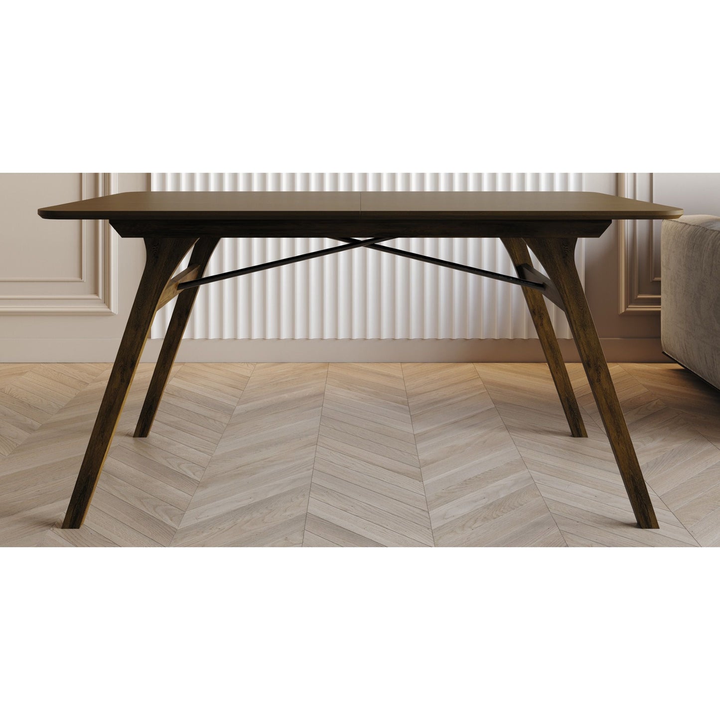 Ashley Decor| Home Design Mitchell Modern Rectangular Dining Table with Clean Lines, Angled Legs, and Cross-Support Construction
