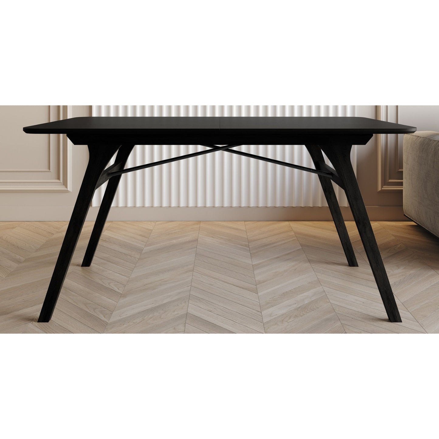 Ashley Decor| Home Design Mitchell Modern Rectangular Dining Table with Clean Lines, Angled Legs, and Cross-Support Construction